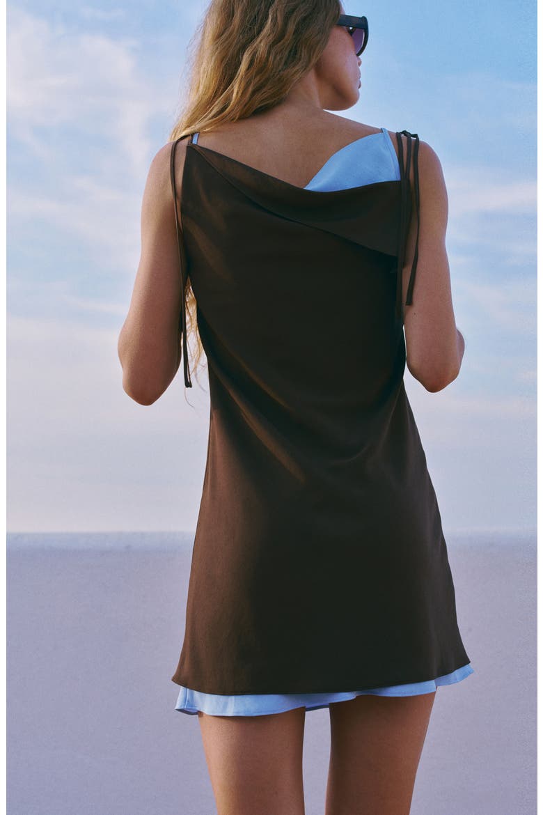 Overlay Slipdress with Bows, Alternate, color, BROWN