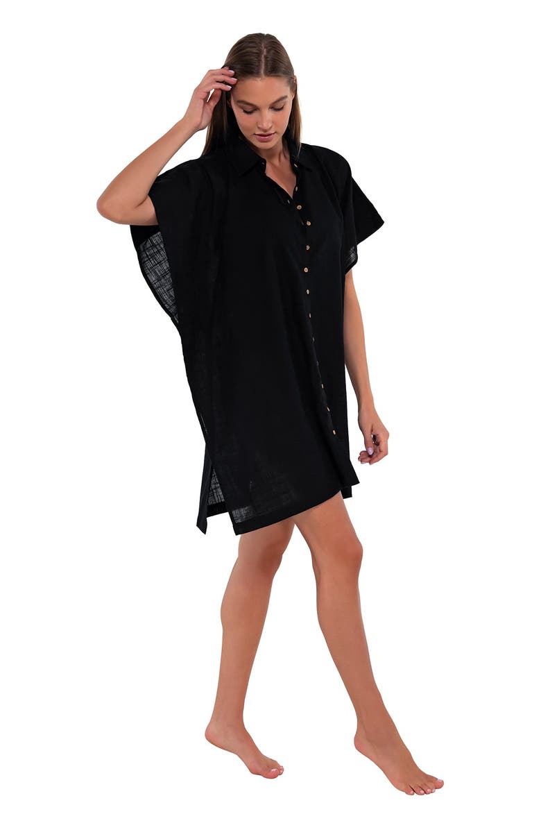 Sunsets Shore Thing Cover-up Tunic, Alternate, color, Black