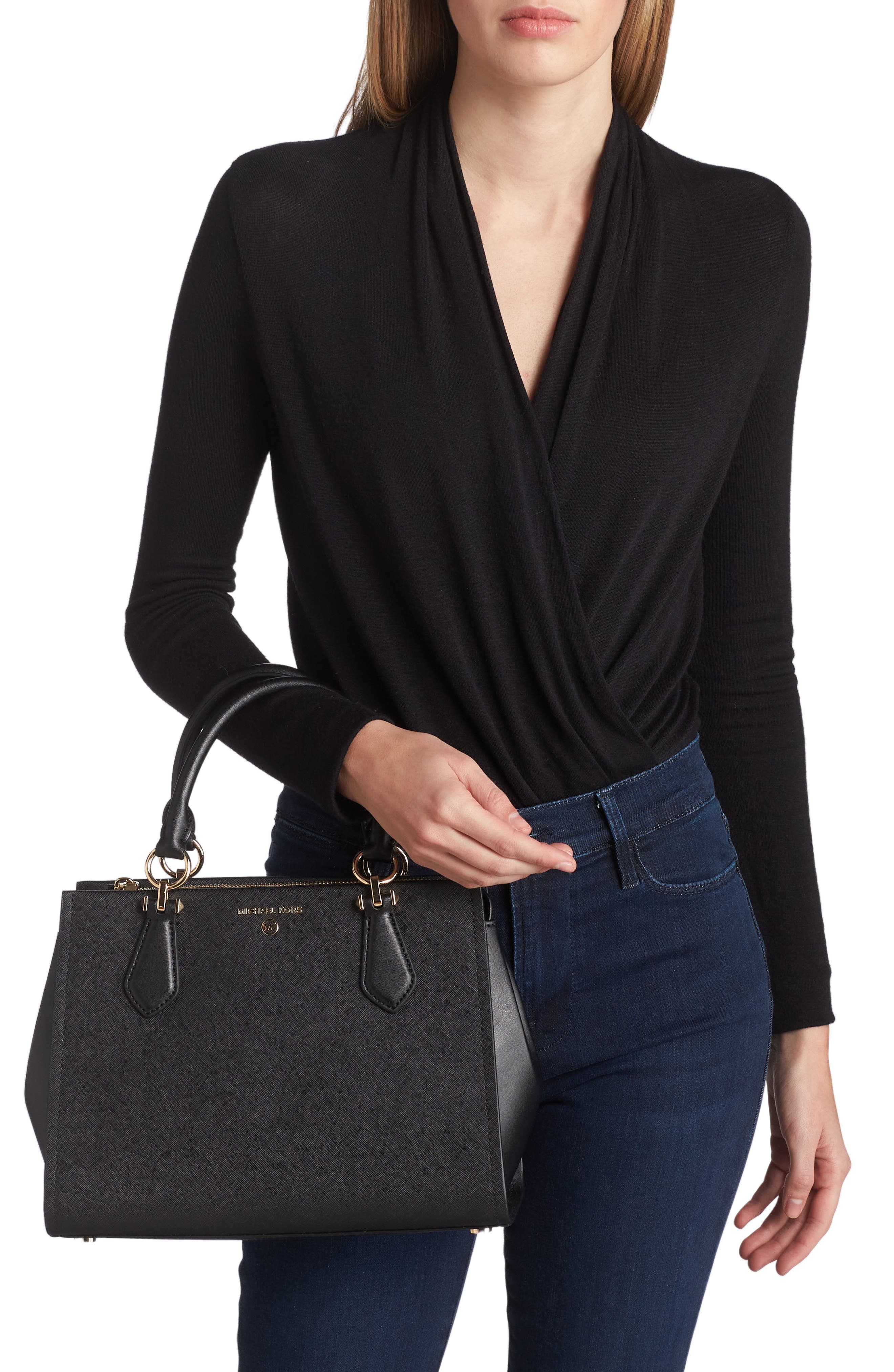 Michael Kors Marilyn Medium Leather Satchel, Alternate, color, 