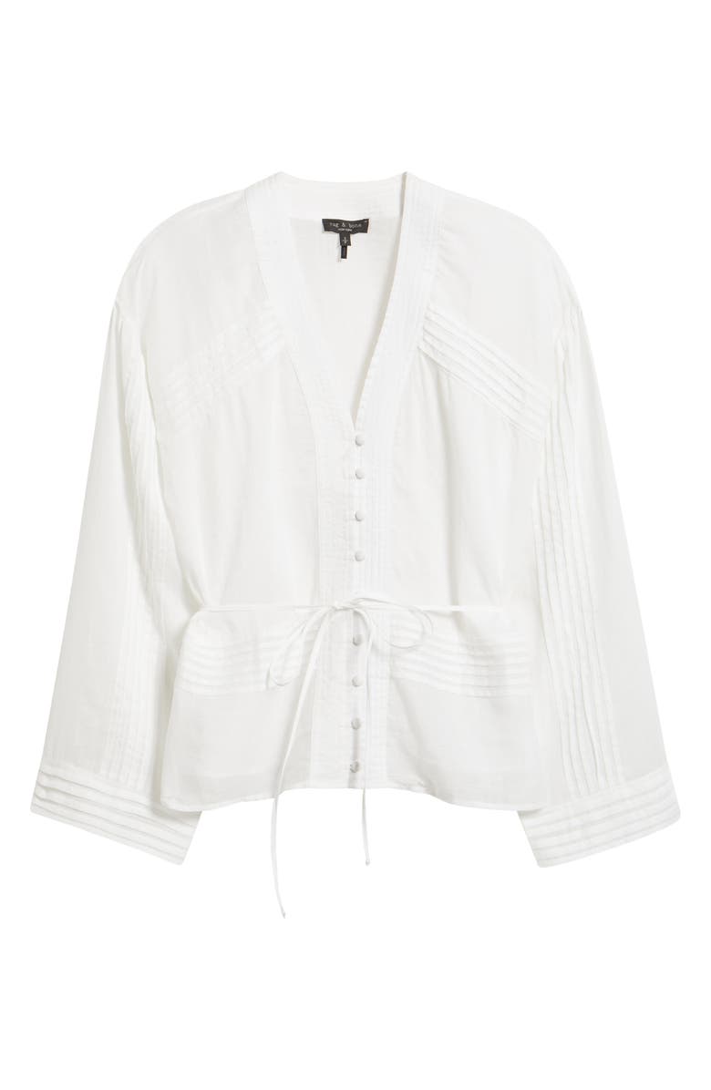 rag & bone Viviana Short Sleeve Tie Waist Button-Up Shirt, Alternate, color,