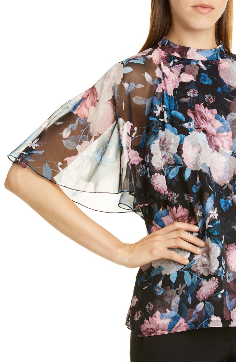 Erdem Floral Silk Chiffon Blouse, Alternate, color,
