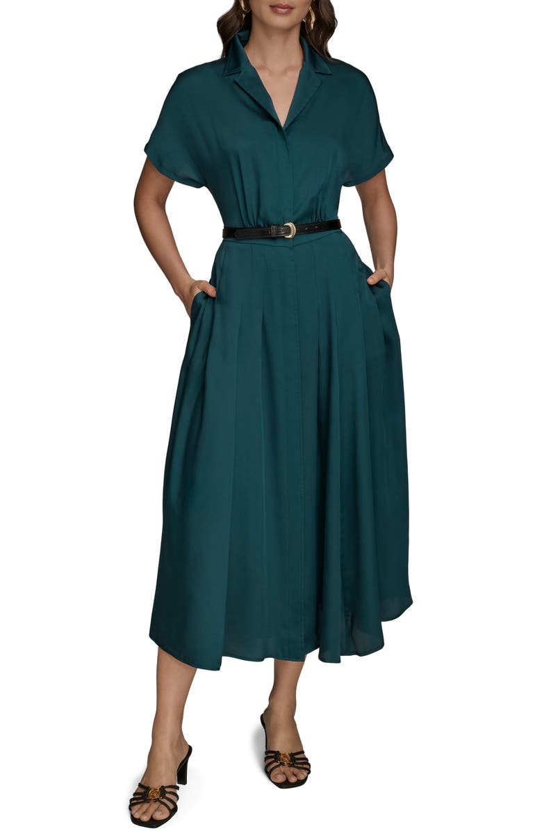 Donna Karan New York Short Sleeve Belted Shirtdress, Main, color, Hudson