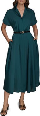 Donna Karan New York Short Sleeve Belted Shirtdress