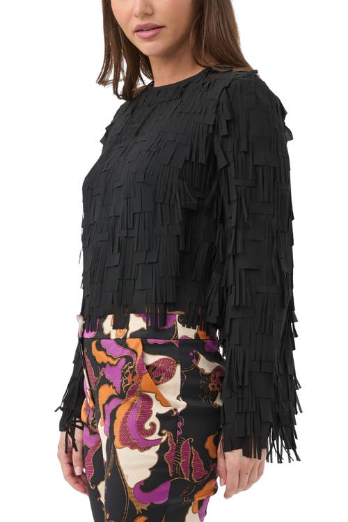 Trina Turk Chinaberry Fringe Top In Black