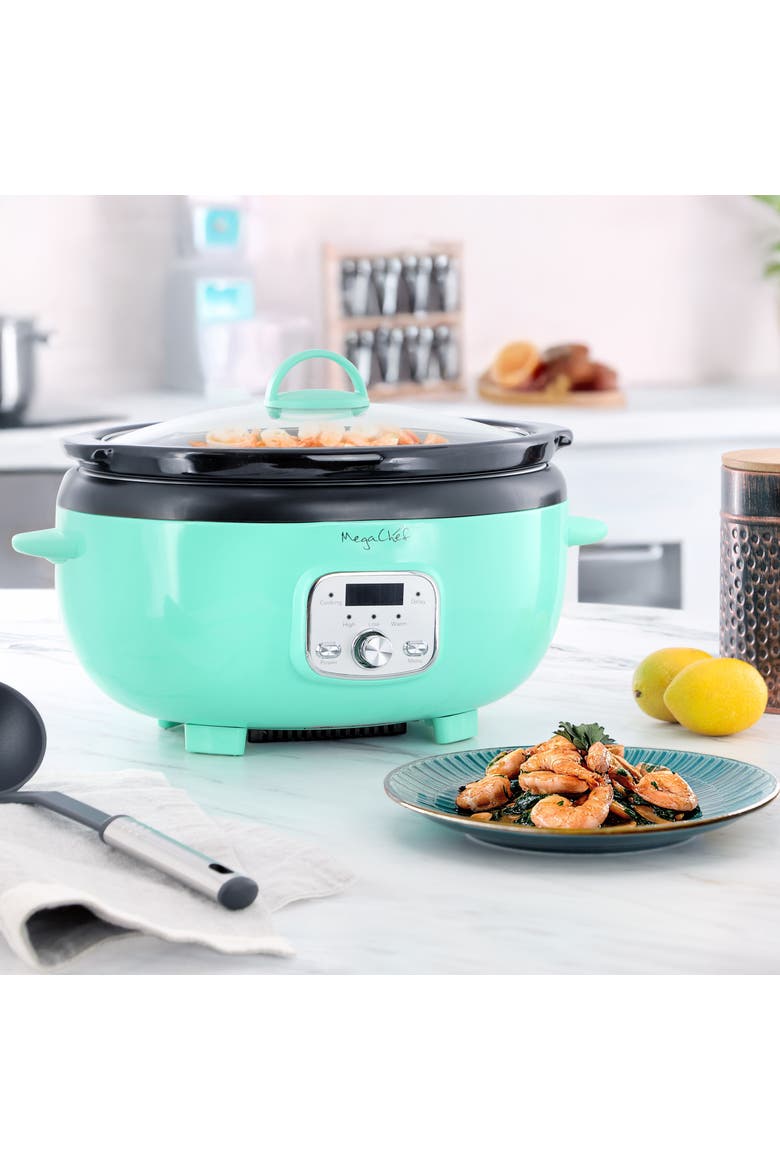 6.9 Quart Oval Electric Slow Cooker, Alternate, color, Blue