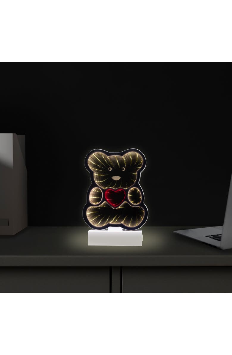 Northlight LED Lighted 3D Teddy Bear with Heart Infinity Mirror - 8", Alternate, color, White