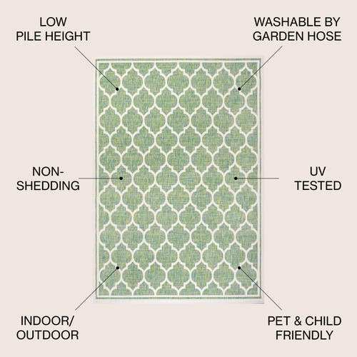 Jonathan Y Trebol Moroccan Trellis Textured Weave Indoor/outdoor Area Rug In Cream/green