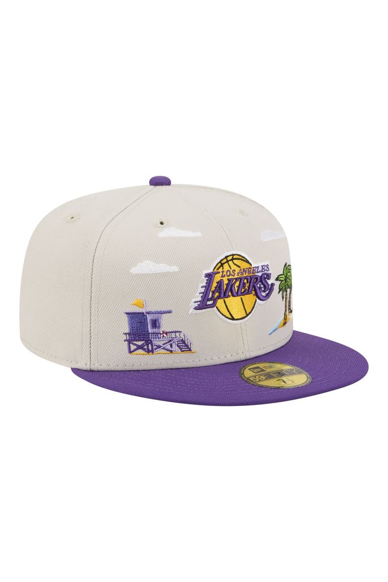 Men's New Era  Tan/Purple Los Angeles Lakers Localized City Icon 59FIFTY Fitted Hat, Alternate, color, Tan