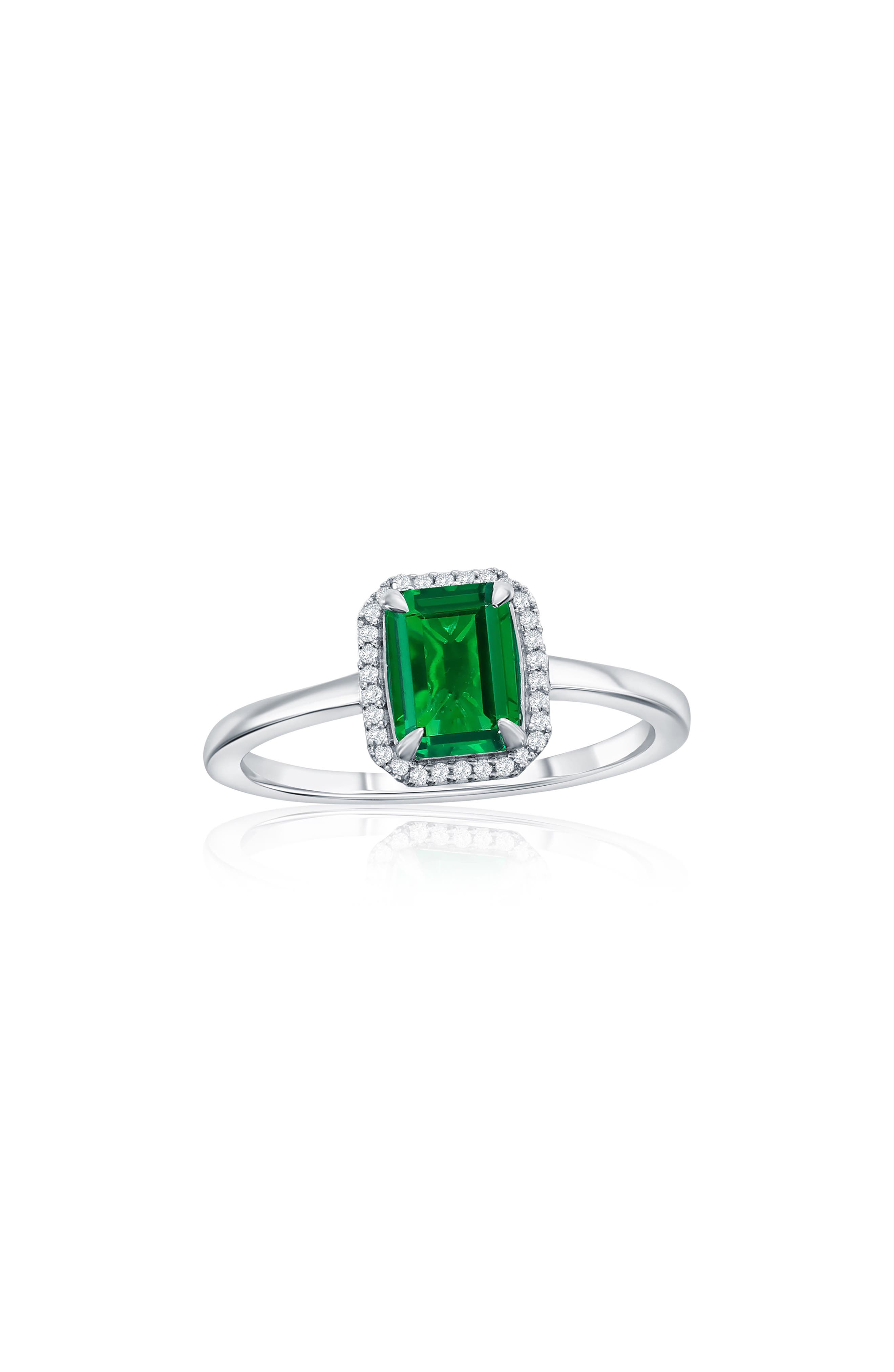 Lab Grown Emerald Diamond Halo Ring