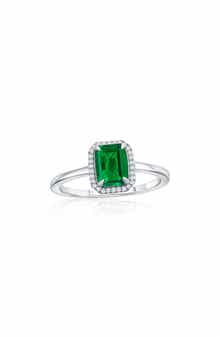 Lab Grown Emerald Diamond Halo Ring