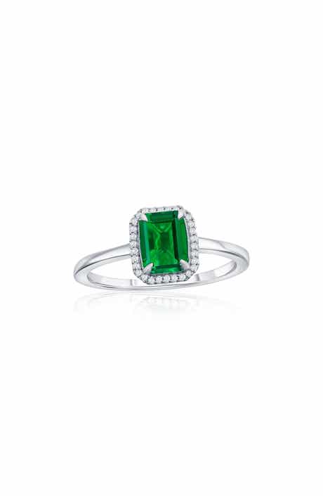 Lab Grown Emerald Diamond Halo Ring