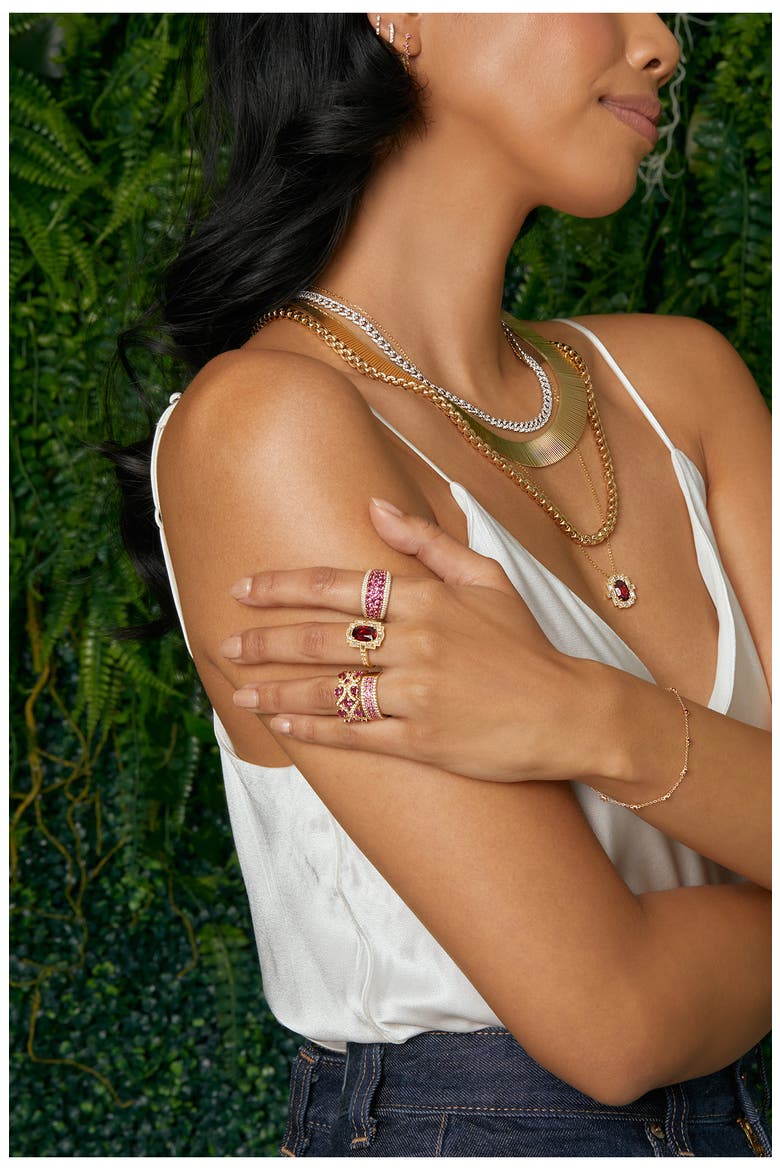 El Mar Wide Ring (Nordstrom Exclusive), Alternate, color, 18K YELLOW GOLD - DIAMOND RUBY