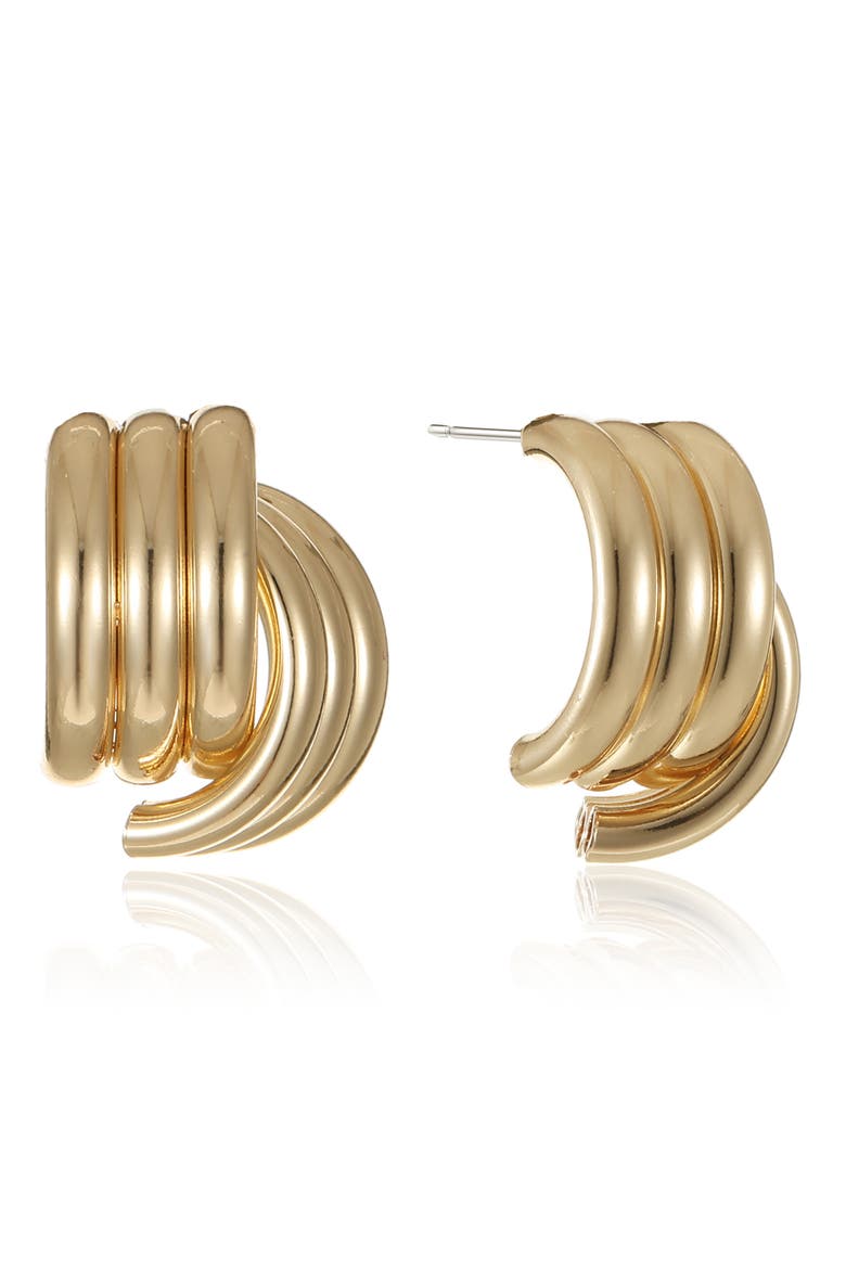 Love Knot Huggie Hoop Earrings, Main, color, GOLD