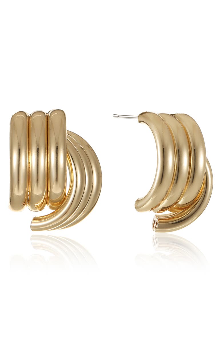 Ettika Love Knot Huggie Hoop Earrings, Main, color, Gold