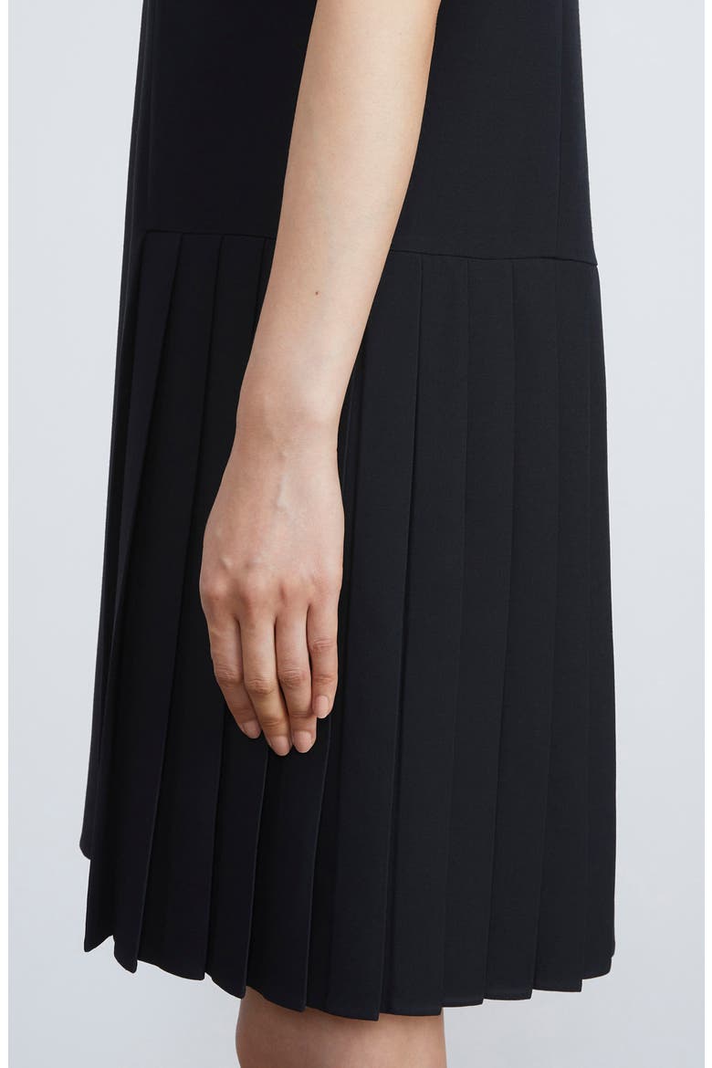 Aarow Pleated Wool & Silk Tunic Dress, Alternate, color, BLACK