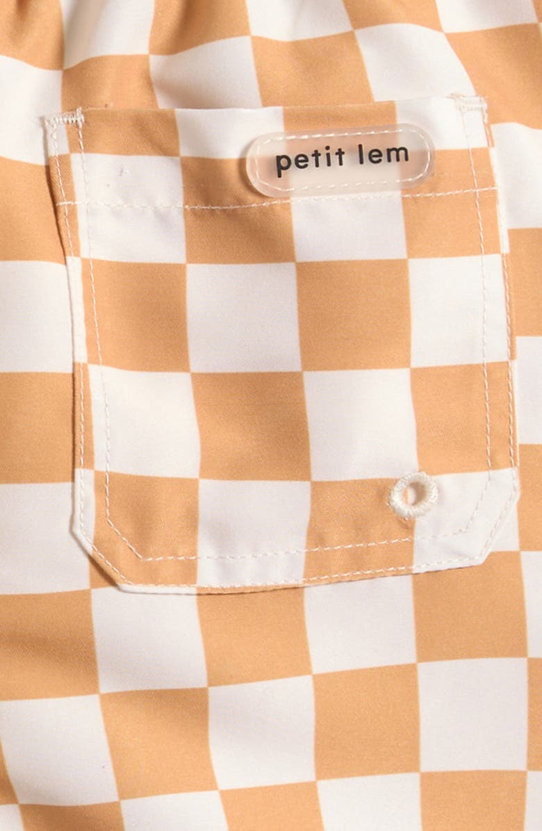 Petit Lem Checkerboard Swim Trunks, Alternate, color, Yellow