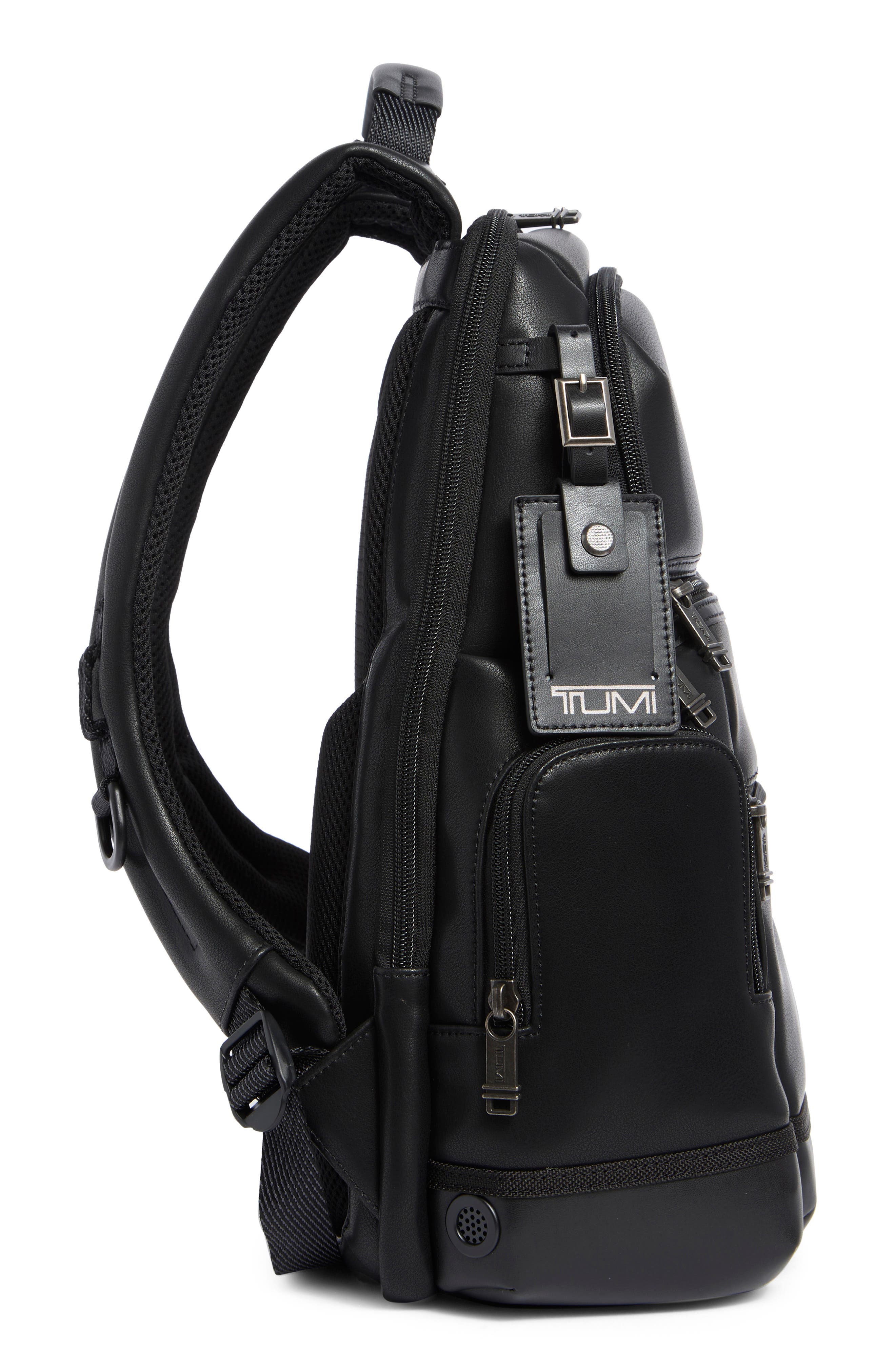 TUMI Parrish Leather Backpack, Alternate, color, Black