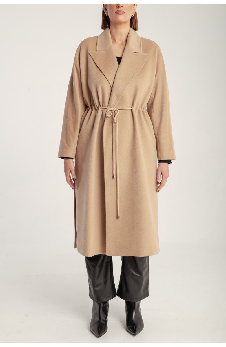 1982 Cashmere Tie Waist Lapel Coat, Main, color, Yellow Camel