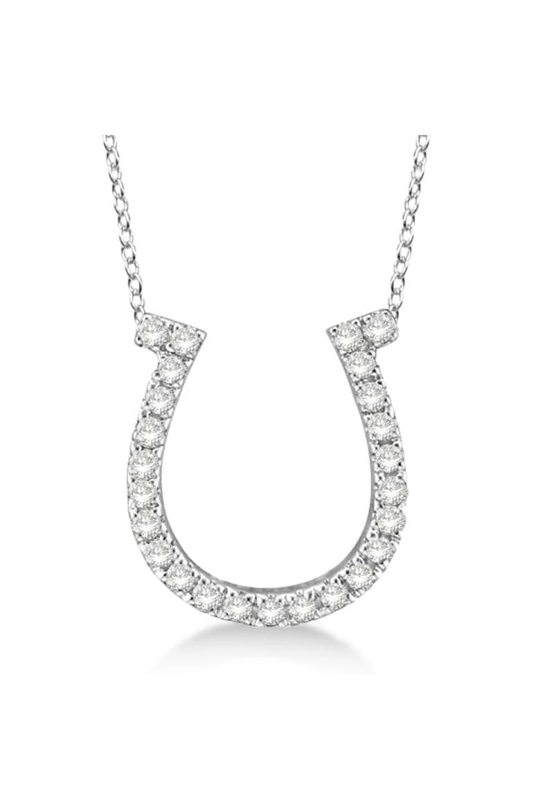 Natural Diamond Horseshoe Pendant Necklace 14k, Main, color, White Gold