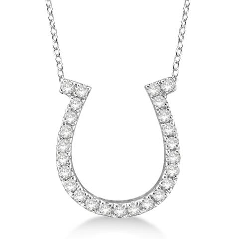 Diamond Horseshoe Pendant Necklace 14k