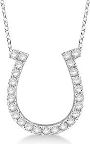 ALLUREZ Natural Diamond Horseshoe Pendant Necklace 14k