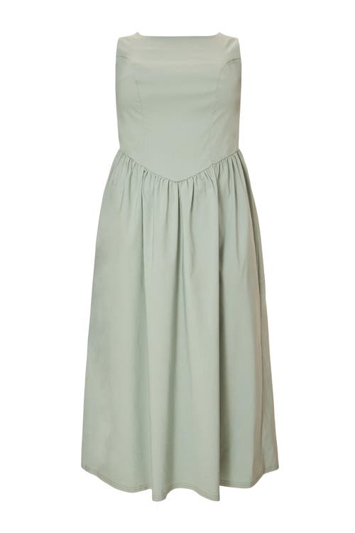 Quiz Plus Size Bengaline Drop Waist Maxi Dress In Blue