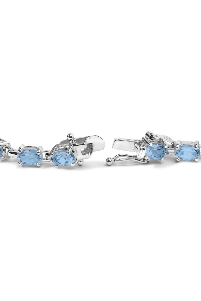 .925 Sterling Silver 11.0 Cttw Oval Shaped Created Light Blue Topaz Link Bracelet, Alternate, color, Silver