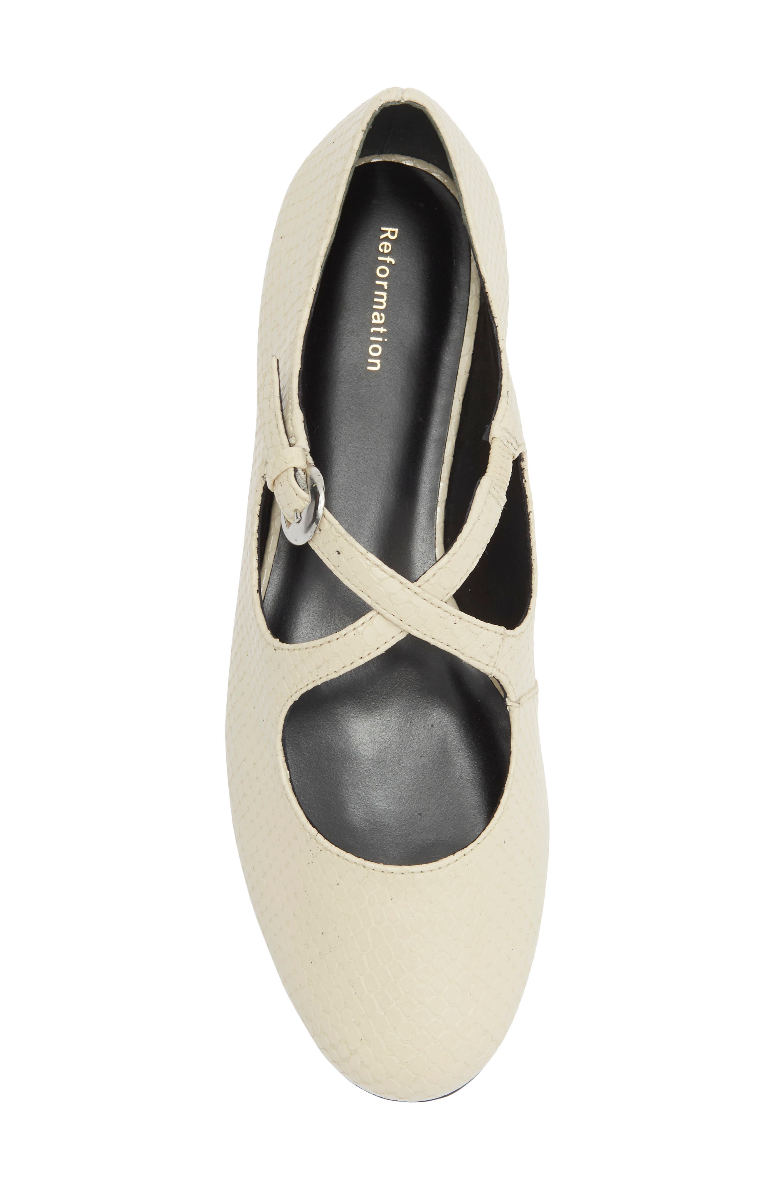 Salome Studded Leather Mary Jane Ballet Flat, Alternate, color, ALMOND WATERSNAKE