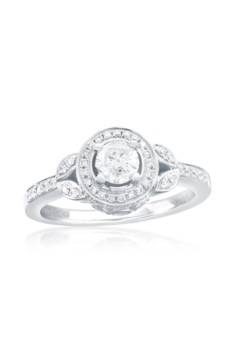 14K White Gold 0.42ct White Diamond & 0.43cttw Diamond Ring, Main, color, White Gold