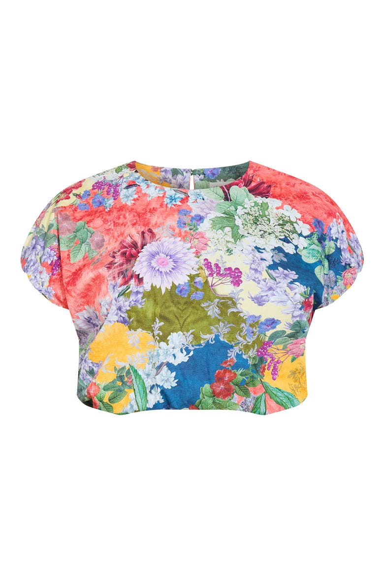 Sarina Cotton Crop Bubble Top, Alternate, color, FOOLS FLORAL