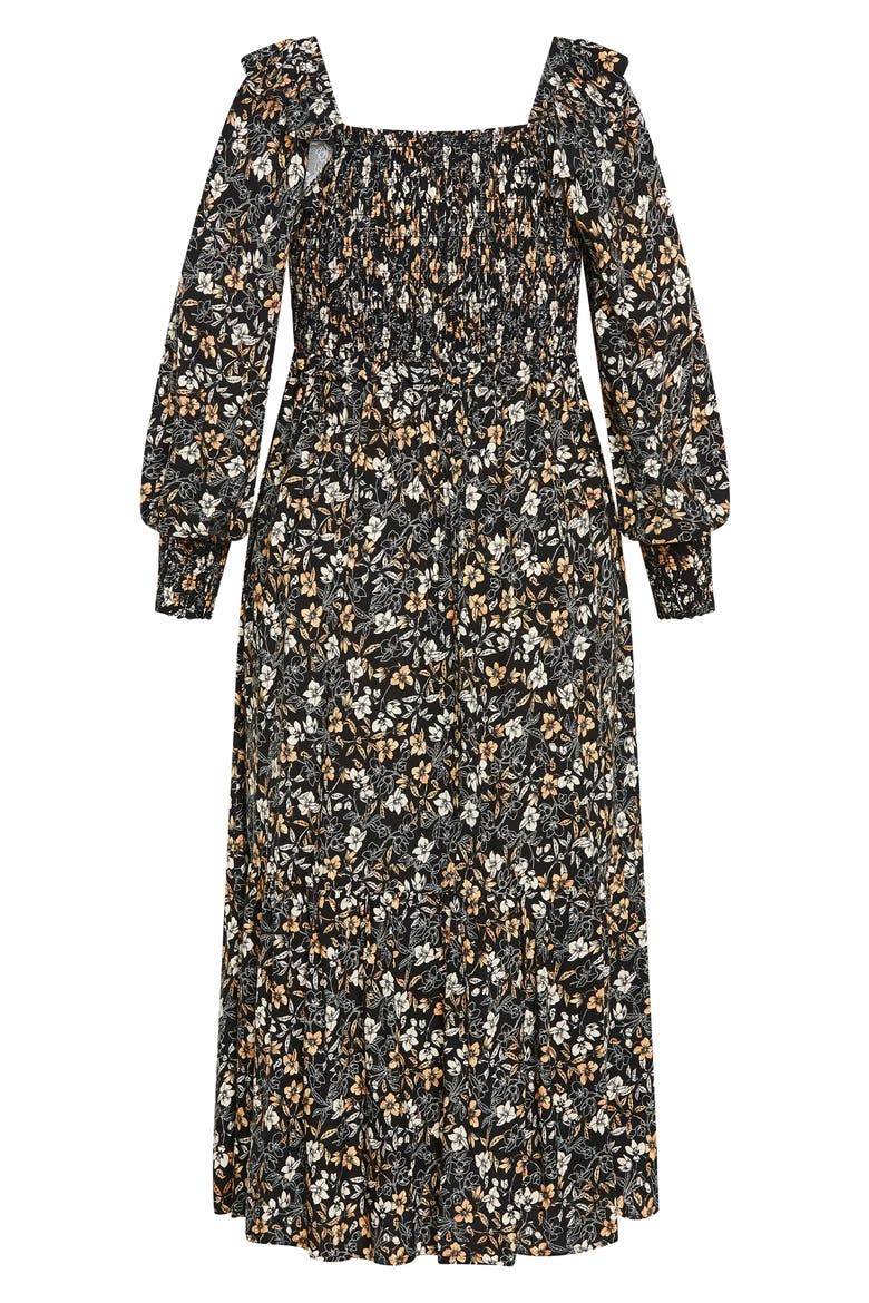 Avana Floral Long Sleeve Midi Dress, Alternate, color, DITSY