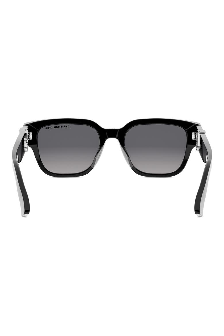'DiorOblique S1I 53mm Square Sunglasses, Alternate, color, SHINY BLACK / GRADIENT SMOKE