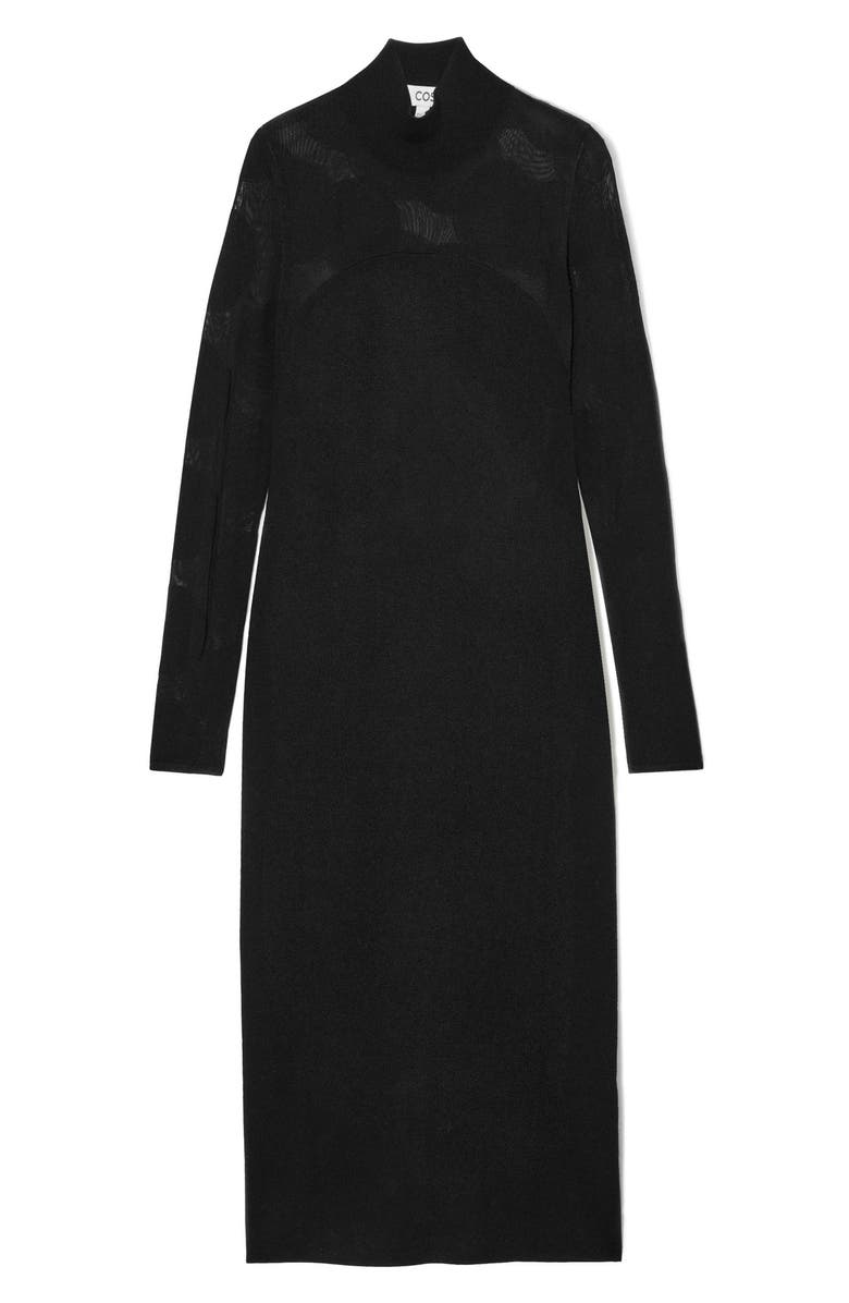 COS Polka Dot Long Sleeve Wool Blend Sweater Dress, Alternate, color, 