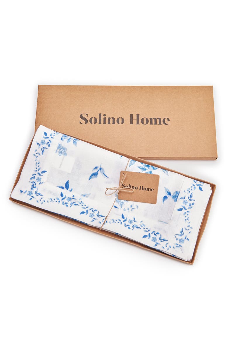 Solino Home Linen Table Runner for Dining Table, Holiday and Everyday Table Decor - Jolie Fleur, Alternate, color, Blue Floral