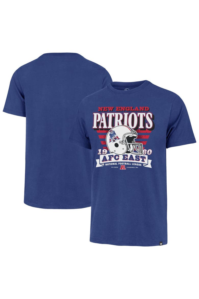 Men's '47 Royal New England Patriots Stripe Splash Franklin Throwback T-Shirt, Main, color, Royal