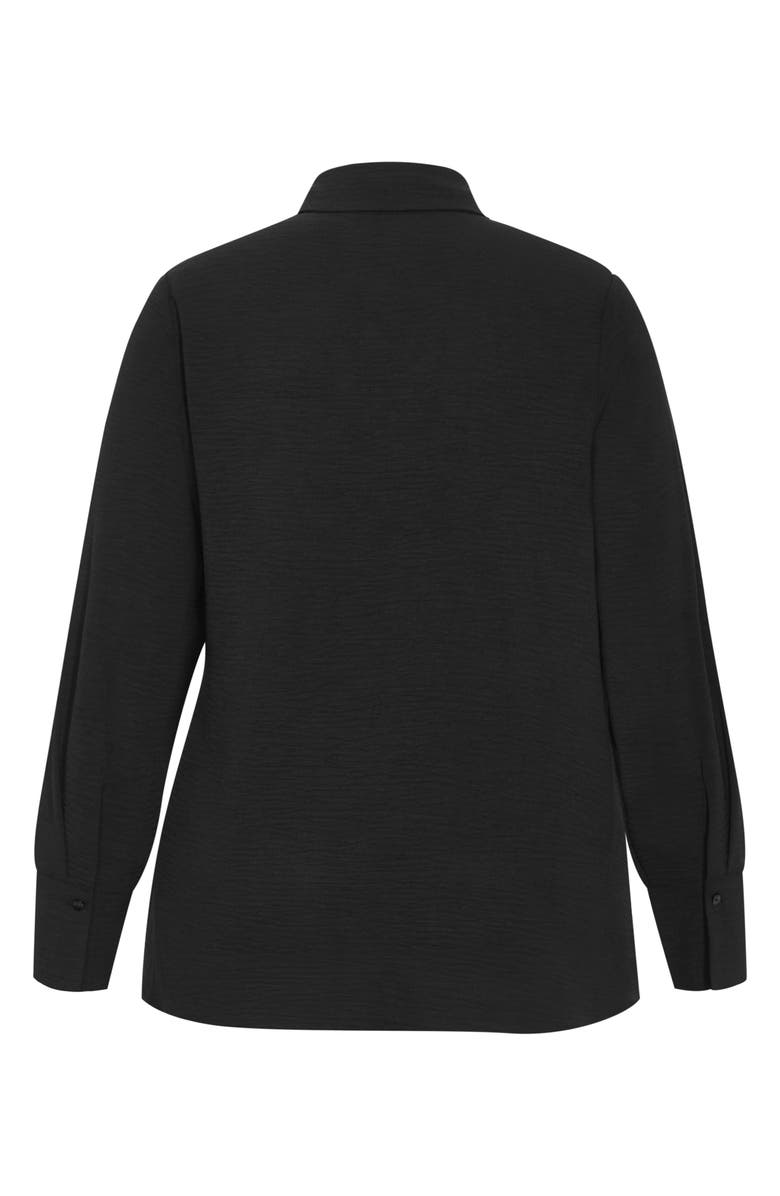 City Chic Telia Tie Waist Button-Up Shirt, Alternate, color, Black