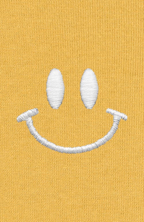 Dalix Smile Face Cropped Hoodie In Heather Mustard