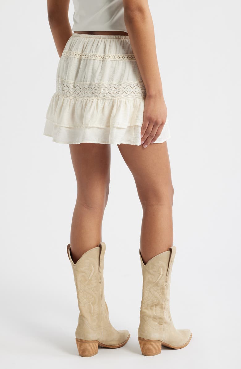 KITTENISH Ruffle Tie Waist Miniskirt, Alternate, color, Egret