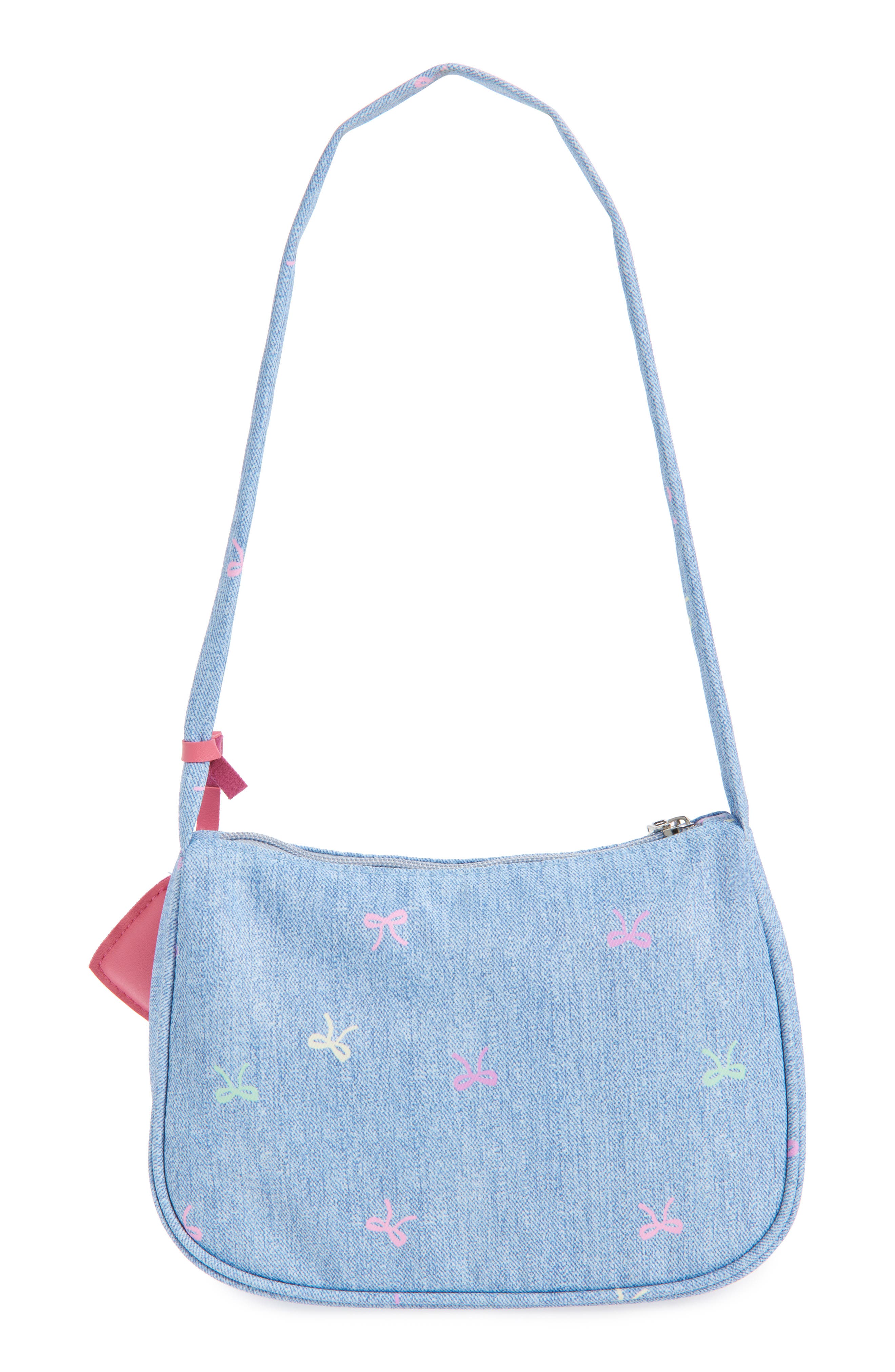 Kids' Denim Bow Shoulder Bag, Alternate, color, MULTI BOW BLUE DENIM