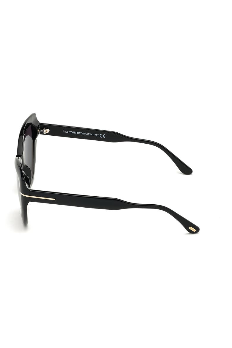 Anya 55mm Cat Eye Sunglasses, Alternate, color, SHINY BLACK / SMOKE