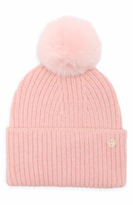 Ted Baker London Faux Fur Pompom Cuffed Beanie