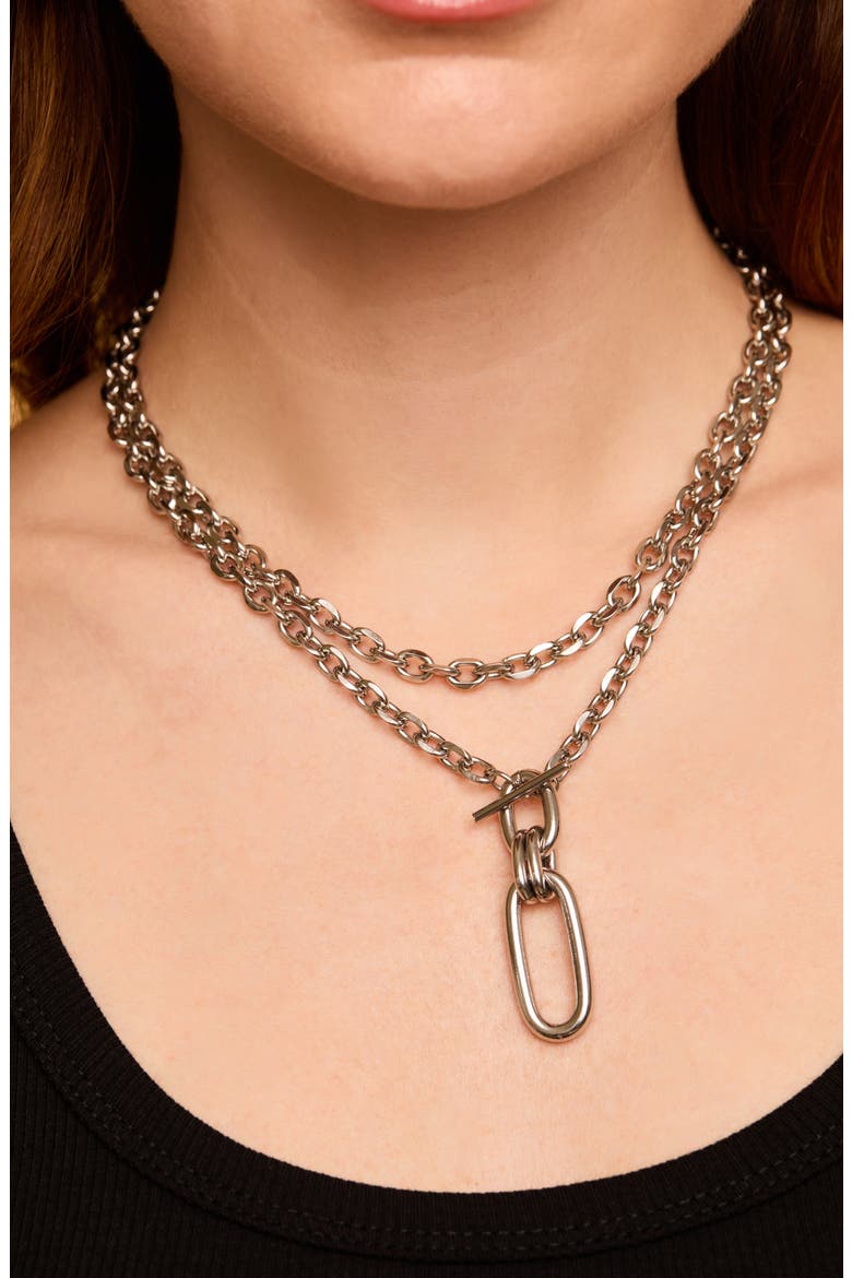 Set of 2 Carabiner Pendant Necklaces, Alternate, color, SILVER