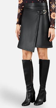 Yumi Faux Leather Wrap Skirt
