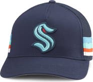 American Needle Men's American Needle Deep Sea Blue Seattle Kraken HotFoot Stripes Trucker Adjustable Hat