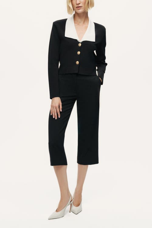 Nocturne Contrast Collar Knit Cardigan In Black