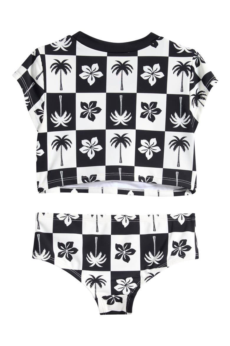 Two-Piece Cropped Top & Bottoms Swimsuit, Alternate, color, MARSHMALLOW/ BLACK
