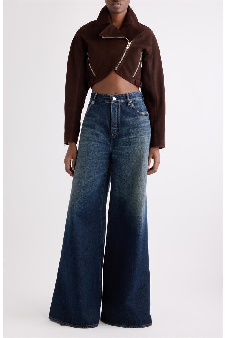 High Waist Denim Palazzo Pants, Alternate, color, DOCK BLUE