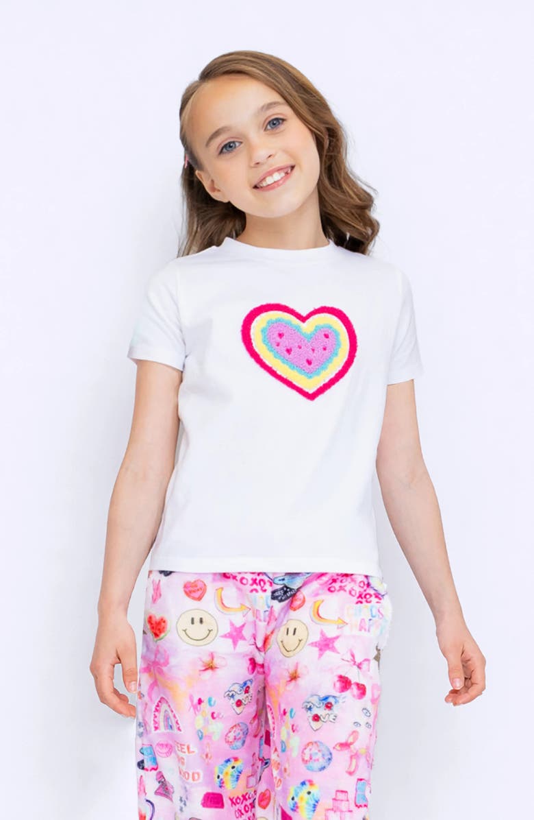 Preppy Goose Heart Applique Short Sleeve Tee, Alternate, color, White