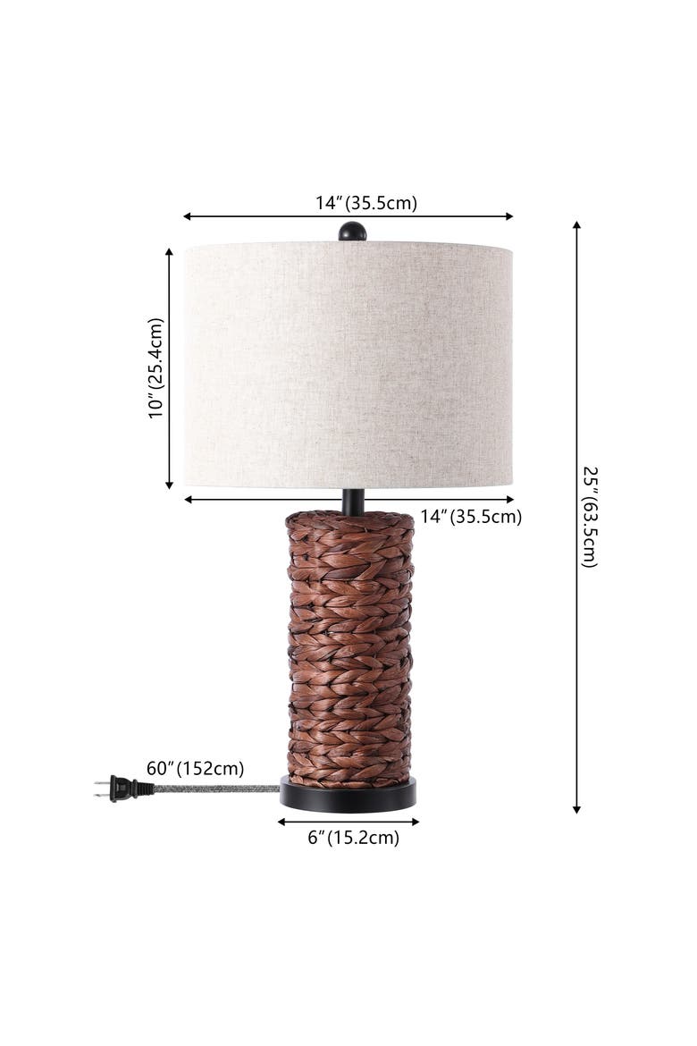 Elicia 25" Coastal Water Hyacinth LED Table Lamp, Alternate, color, Dark Brown