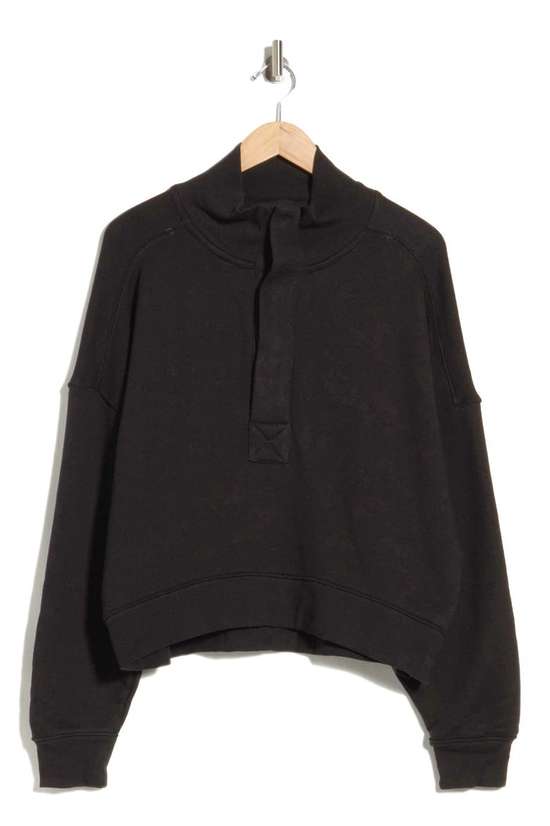 Timeless Snap Placket Pullover, Main, color, BLACK